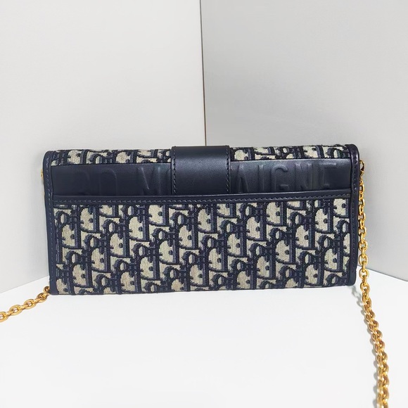 Dior Blue Oblique Canvas 30 Montaigne Chain Pouch - Picture 2 of 11